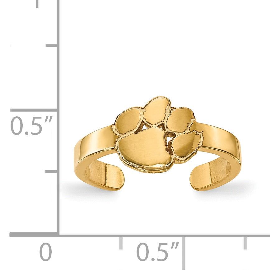 Gold Plated Sterling Silver Logoart Clemson University Tiger Paw Toe Ring