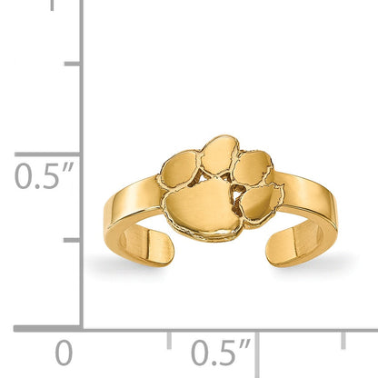 Gold Plated Sterling Silver Logoart Clemson University Tiger Paw Toe Ring