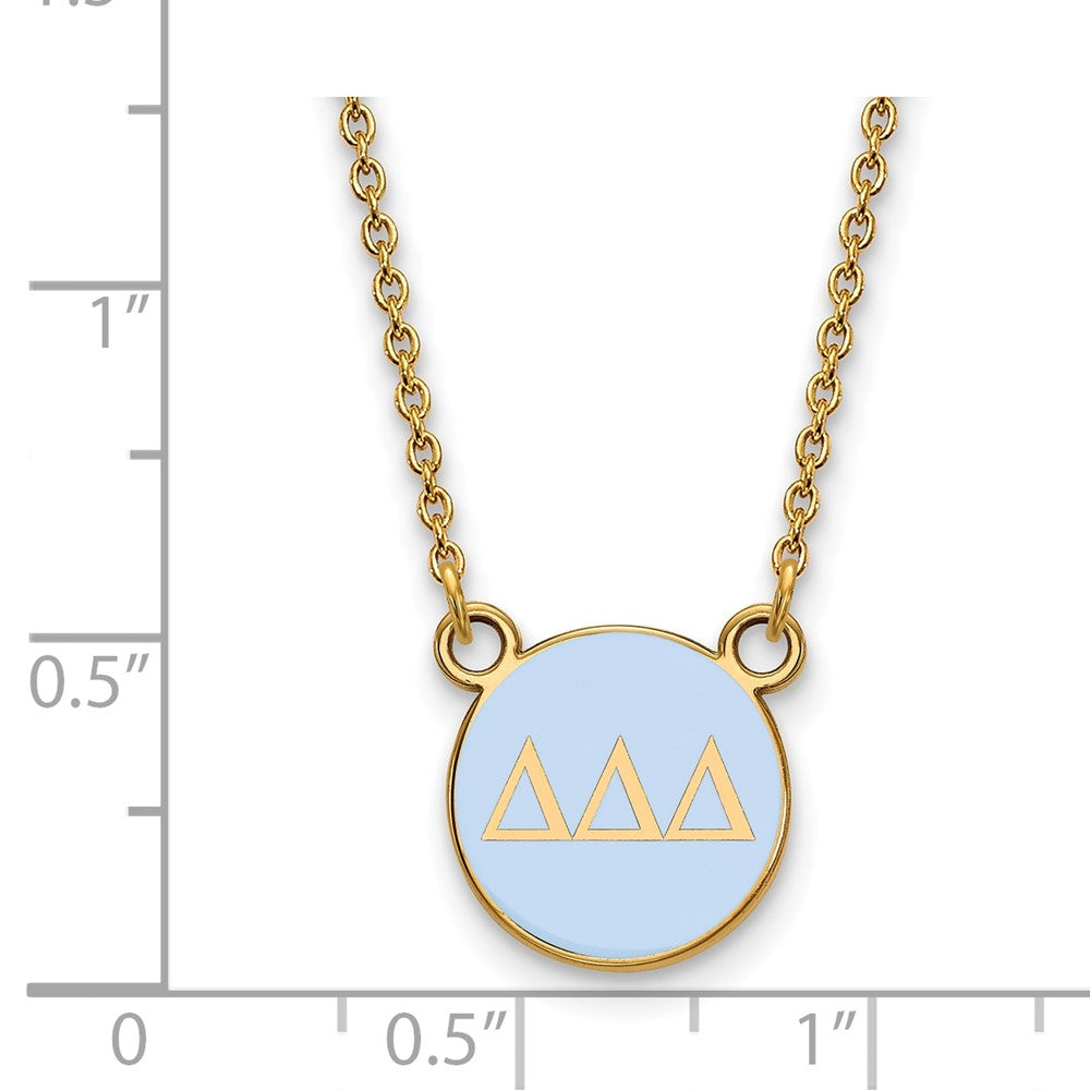 Gold Plated Sterling Silver Logoart Delta Sorority Greek Letters Small Color Enamel Pendant 18 Inch Necklace