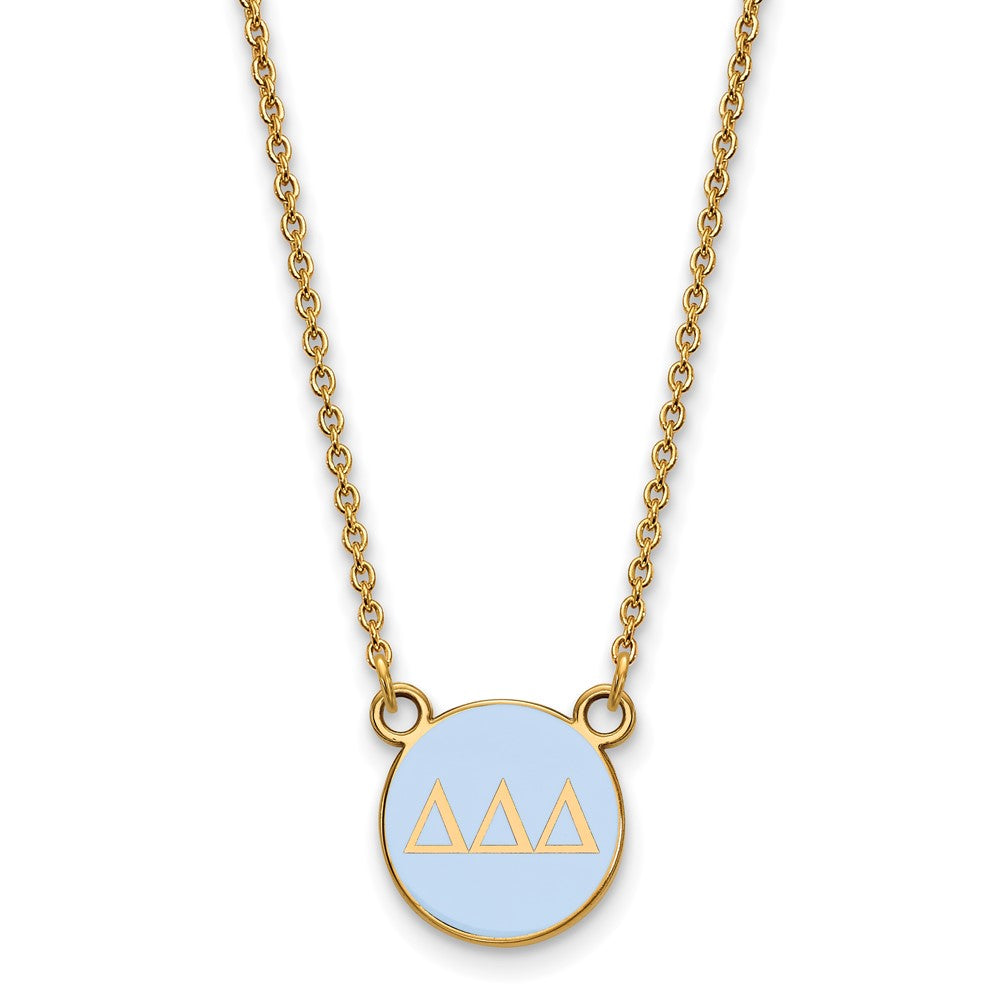 Gold Plated Sterling Silver Logoart Delta Sorority Greek Letters Small Color Enamel Pendant 18 Inch Necklace