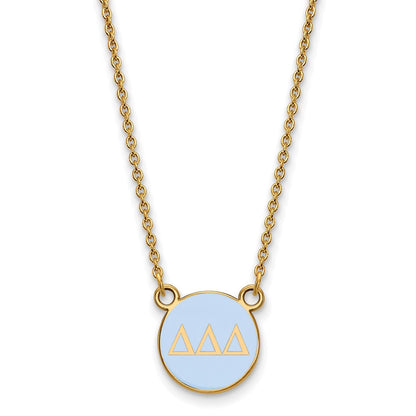 Gold Plated Sterling Silver Logoart Delta Sorority Greek Letters Small Color Enamel Pendant 18 Inch Necklace