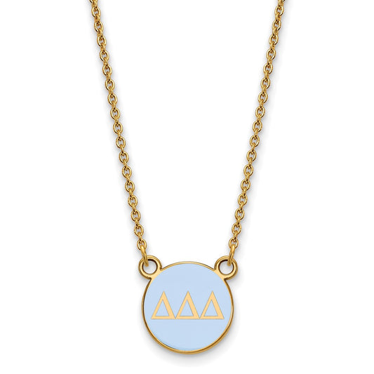 Gold Plated Sterling Silver Logoart Delta Sorority Greek Letters Small Color Enamel Pendant 18 Inch Necklace