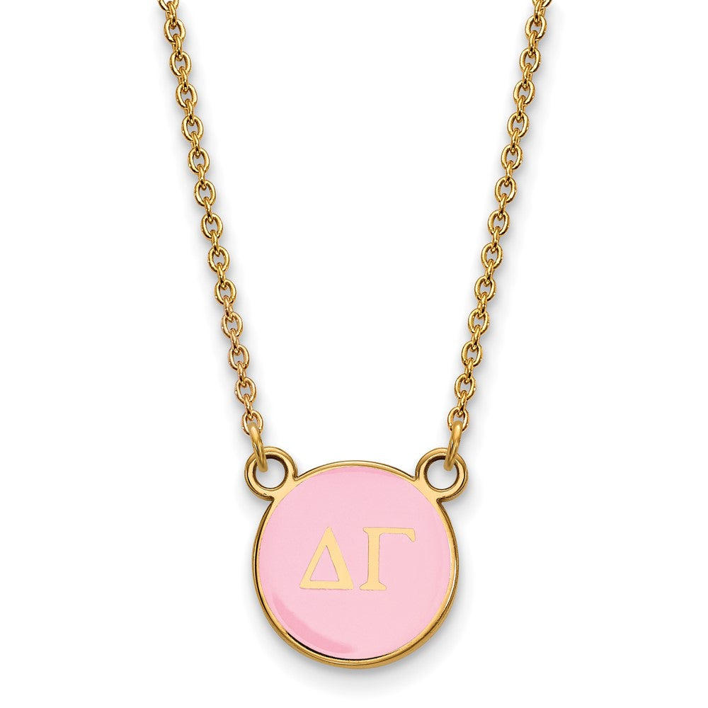 Gold Plated Sterling Silver Logoart Delta Gamma Sorority Greek Letters Small Color Enamel Pendant 18 Inch Necklace
