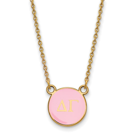 Gold Plated Sterling Silver Logoart Delta Gamma Sorority Greek Letters Small Color Enamel Pendant 18 Inch Necklace