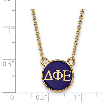 Gold Plated Sterling Silver Logoart Delta Phi Epsilon Sorority Greek Letters Small Color Enamel Pendant 18 Inch Necklace