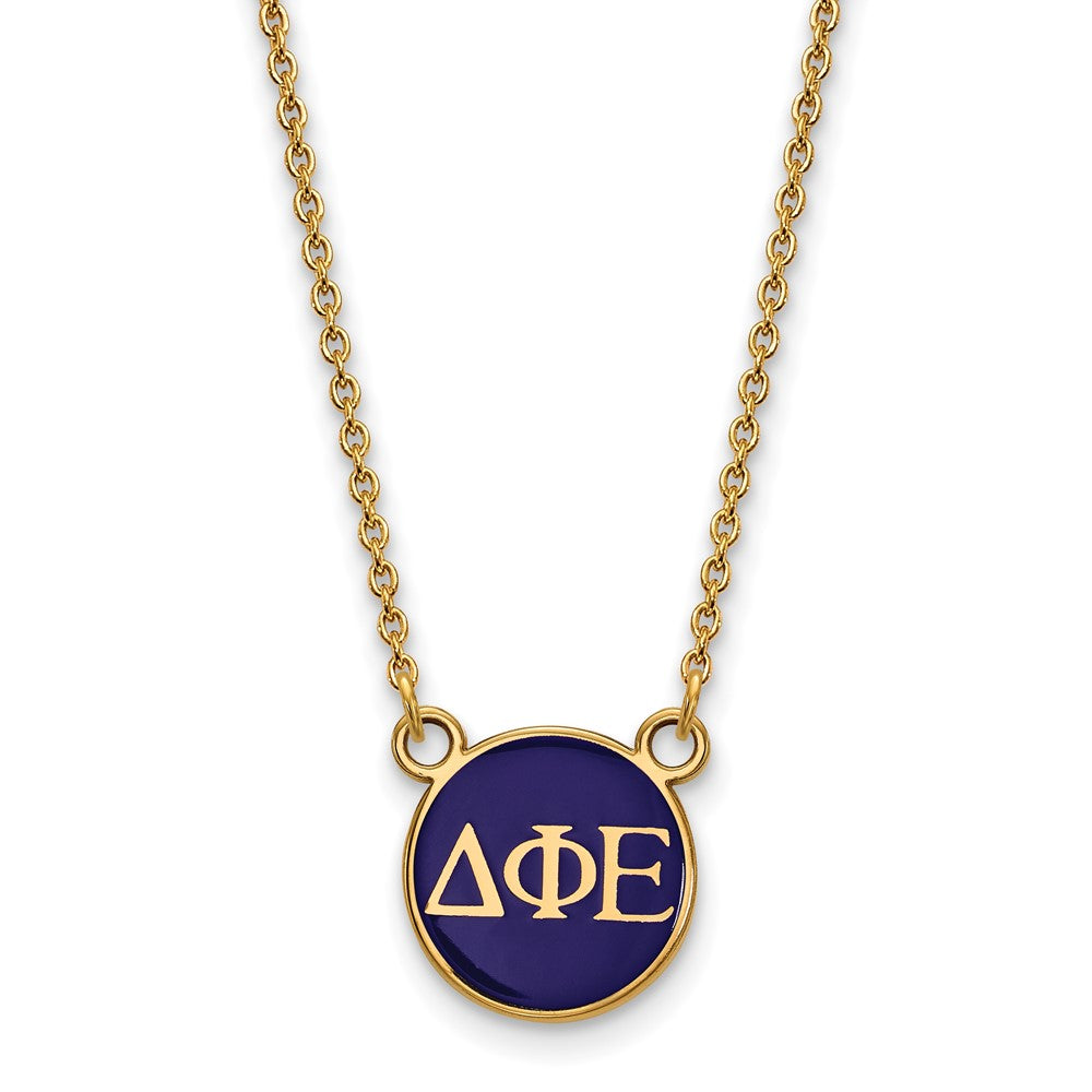 Gold Plated Sterling Silver Logoart Delta Phi Epsilon Sorority Greek Letters Small Color Enamel Pendant 18 Inch Necklace