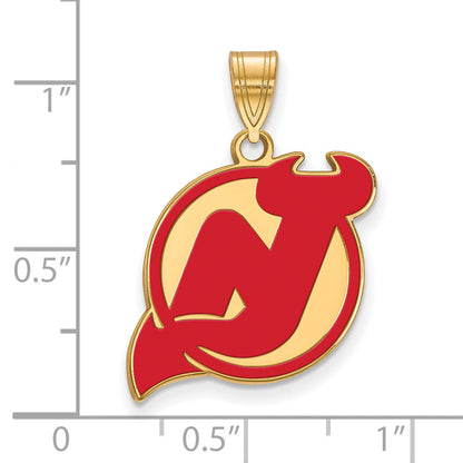 Gold Plated Sterling Silver Nhl Logoart New Jersey Devils Large Enameled Pendant