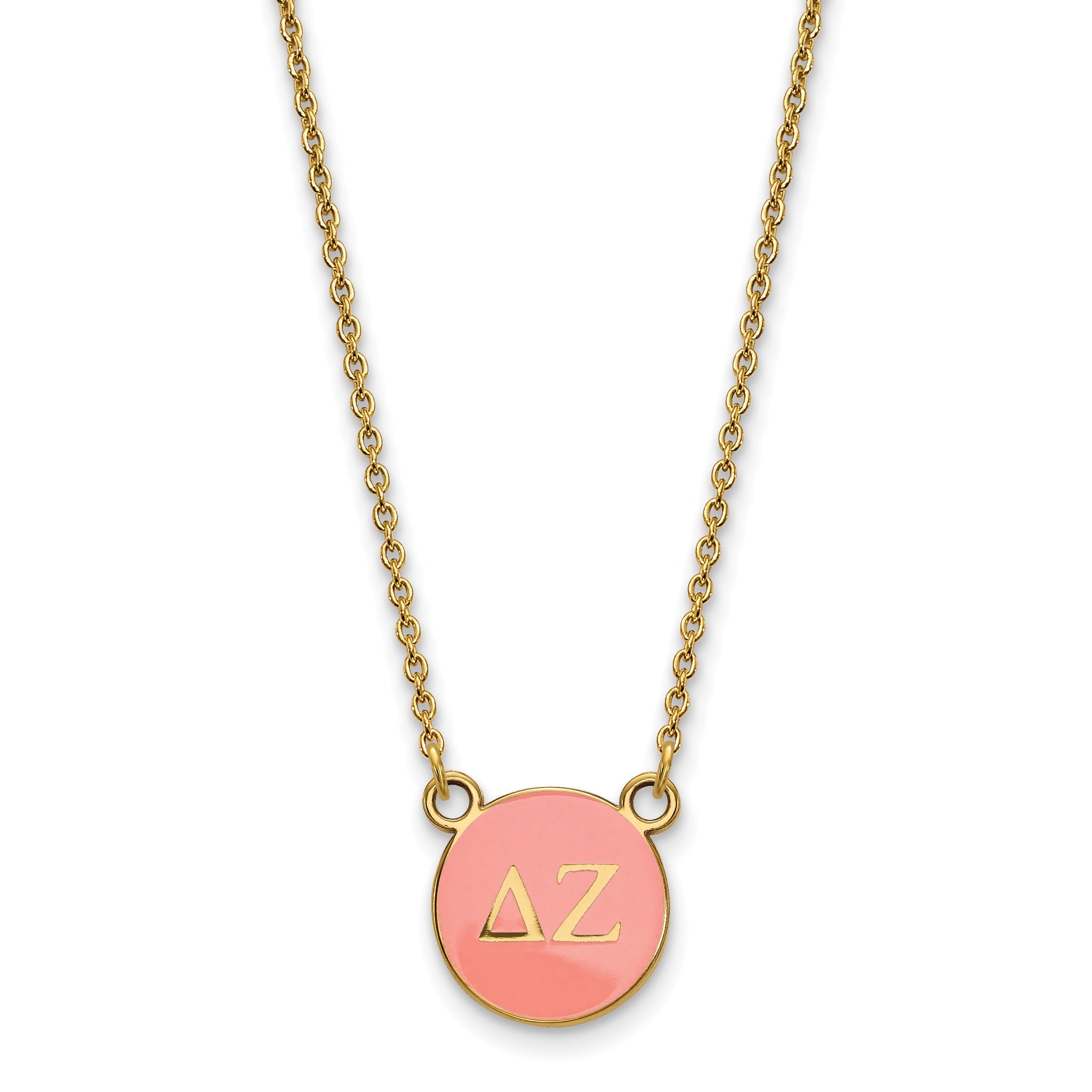 Gold Plated Sterling Silver Logoart Delta Zeta Sorority Greek Letters Small Color Enamel Pendant 18 Inch Necklace