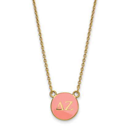Gold Plated Sterling Silver Logoart Delta Zeta Sorority Greek Letters Small Color Enamel Pendant 18 Inch Necklace