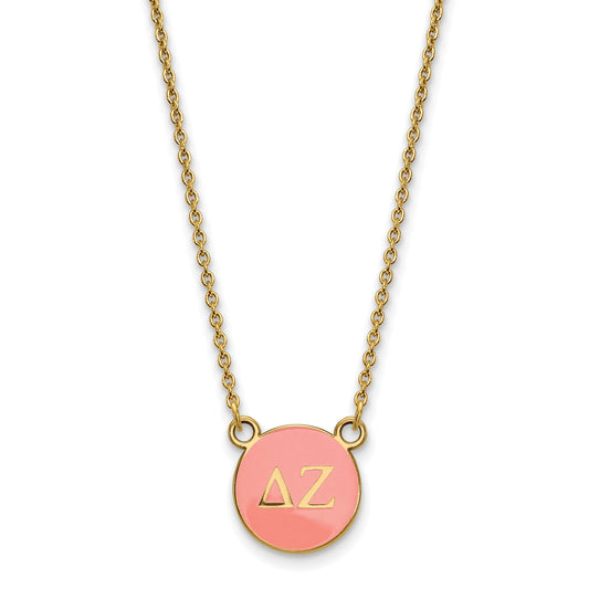 Gold Plated Sterling Silver Logoart Delta Zeta Sorority Greek Letters Small Color Enamel Pendant 18 Inch Necklace