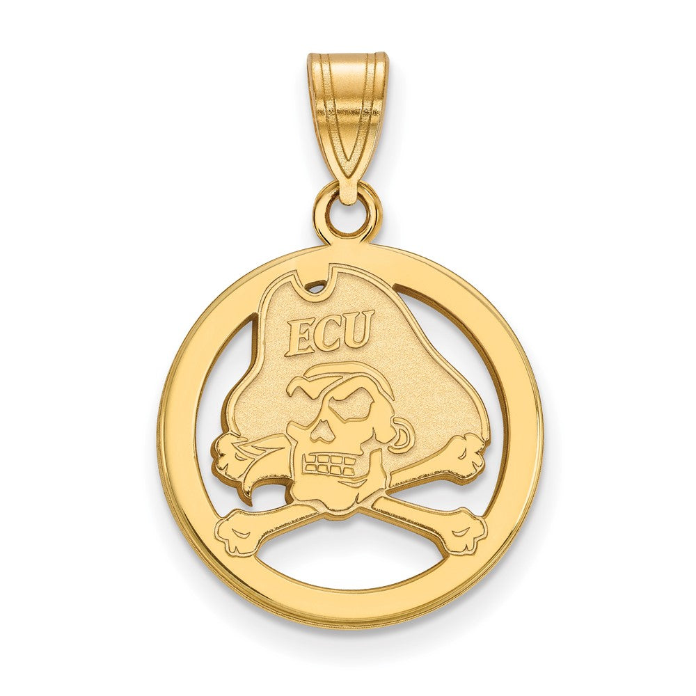 Gold Plated Sterling Silver Logoart East Carolina University Pirate Small Circle Pendant