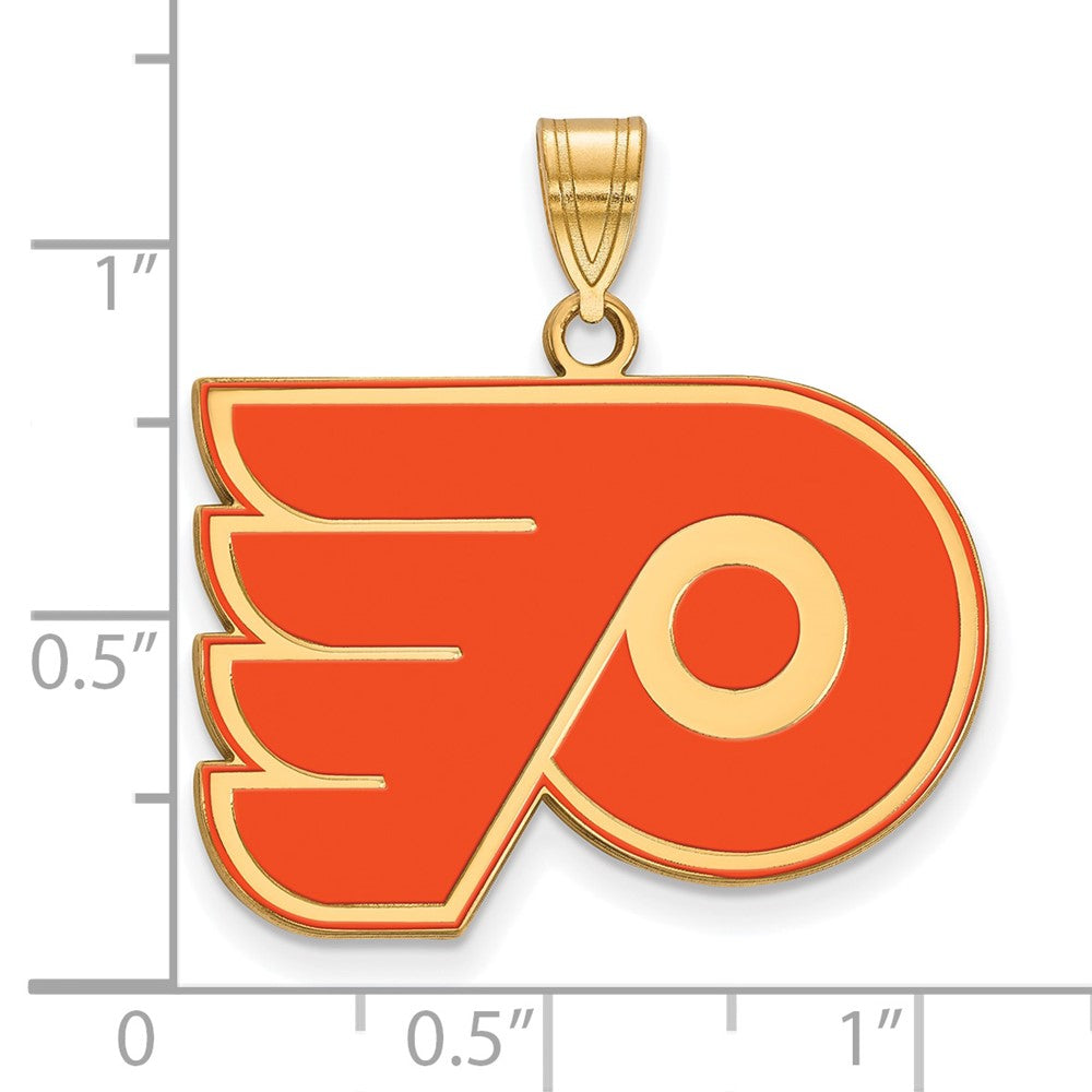 Gold Plated Sterling Silver Nhl Logoart Philadelphia Flyers Large Enameled Pendant