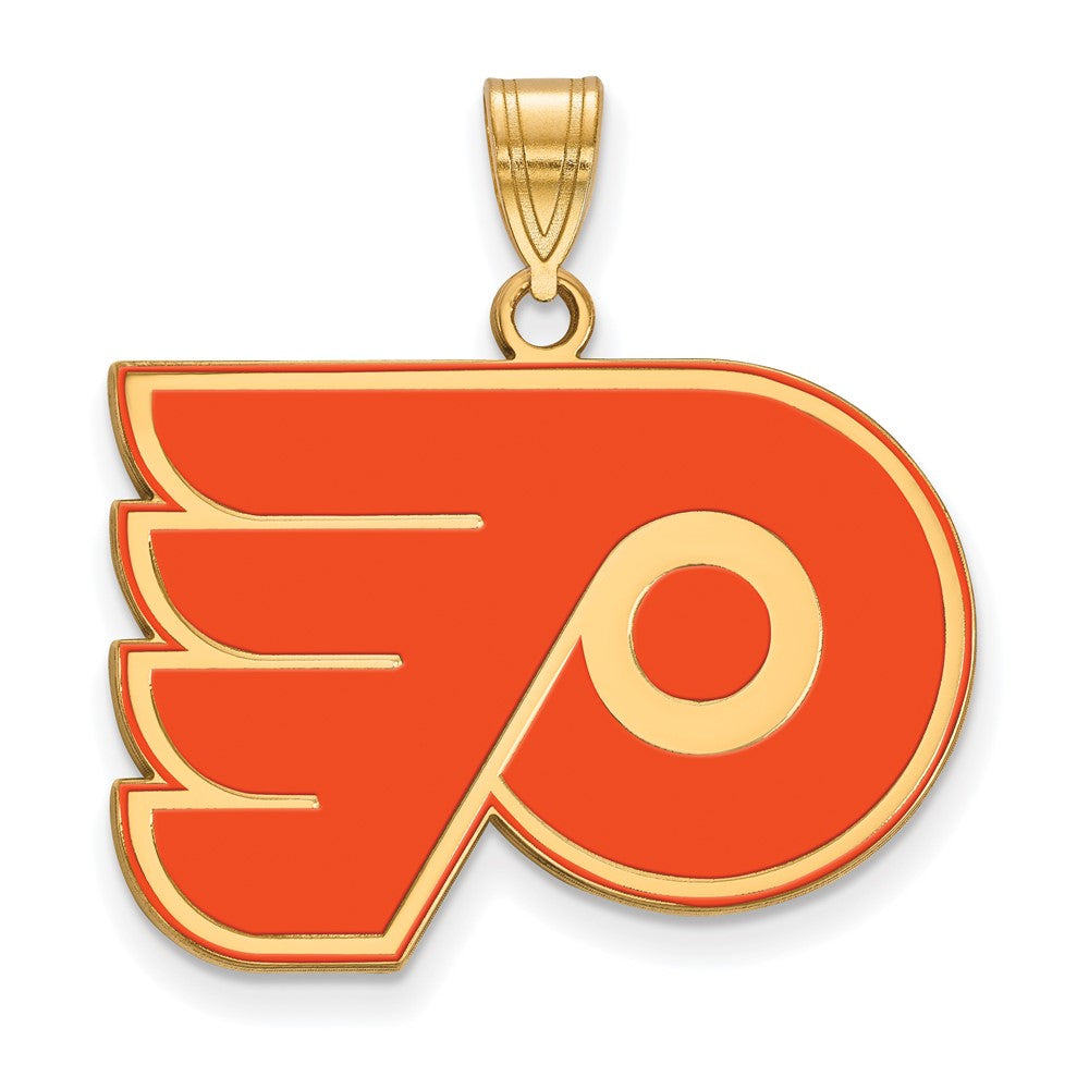 Gold Plated Sterling Silver Nhl Logoart Philadelphia Flyers Large Enameled Pendant