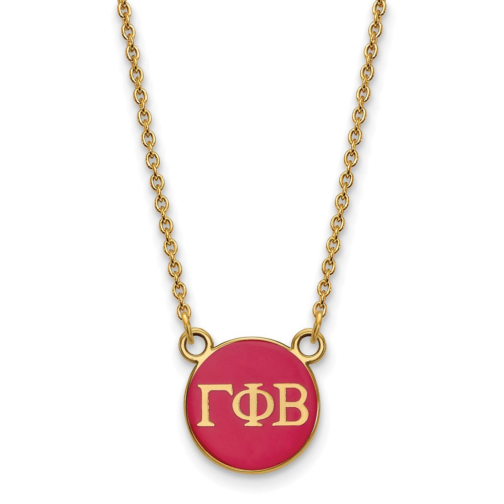 Gold Plated Sterling Silver Logoart Gamma Phi Beta Sorority Greek Letters Small Color Enamel Pendant 18 Inch Necklace