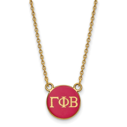Gold Plated Sterling Silver Logoart Gamma Phi Beta Sorority Greek Letters Small Color Enamel Pendant 18 Inch Necklace