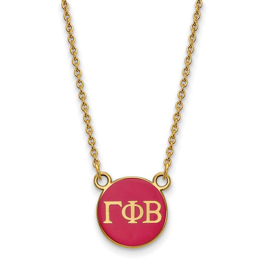 Gold Plated Sterling Silver Logoart Gamma Phi Beta Sorority Greek Letters Small Color Enamel Pendant 18 Inch Necklace