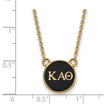 Gold Plated Sterling Silver Logoart Kappa Alpha Theta Sorority Greek Letters Small Color Enamel Pendant 18 Inch Necklace