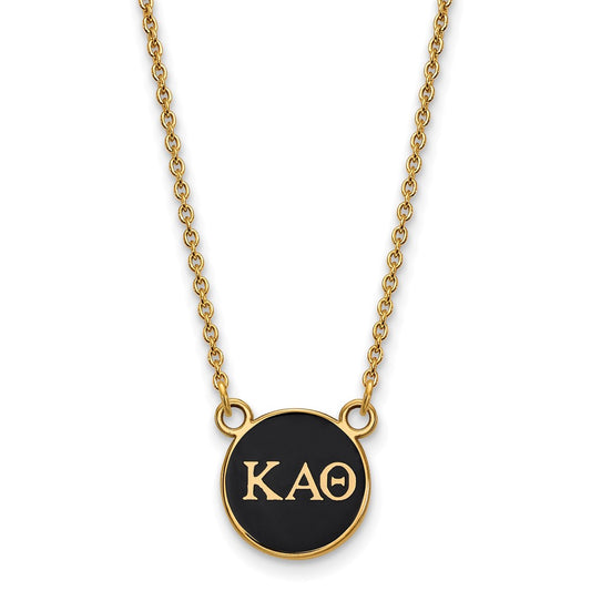 Gold Plated Sterling Silver Logoart Kappa Alpha Theta Sorority Greek Letters Small Color Enamel Pendant 18 Inch Necklace