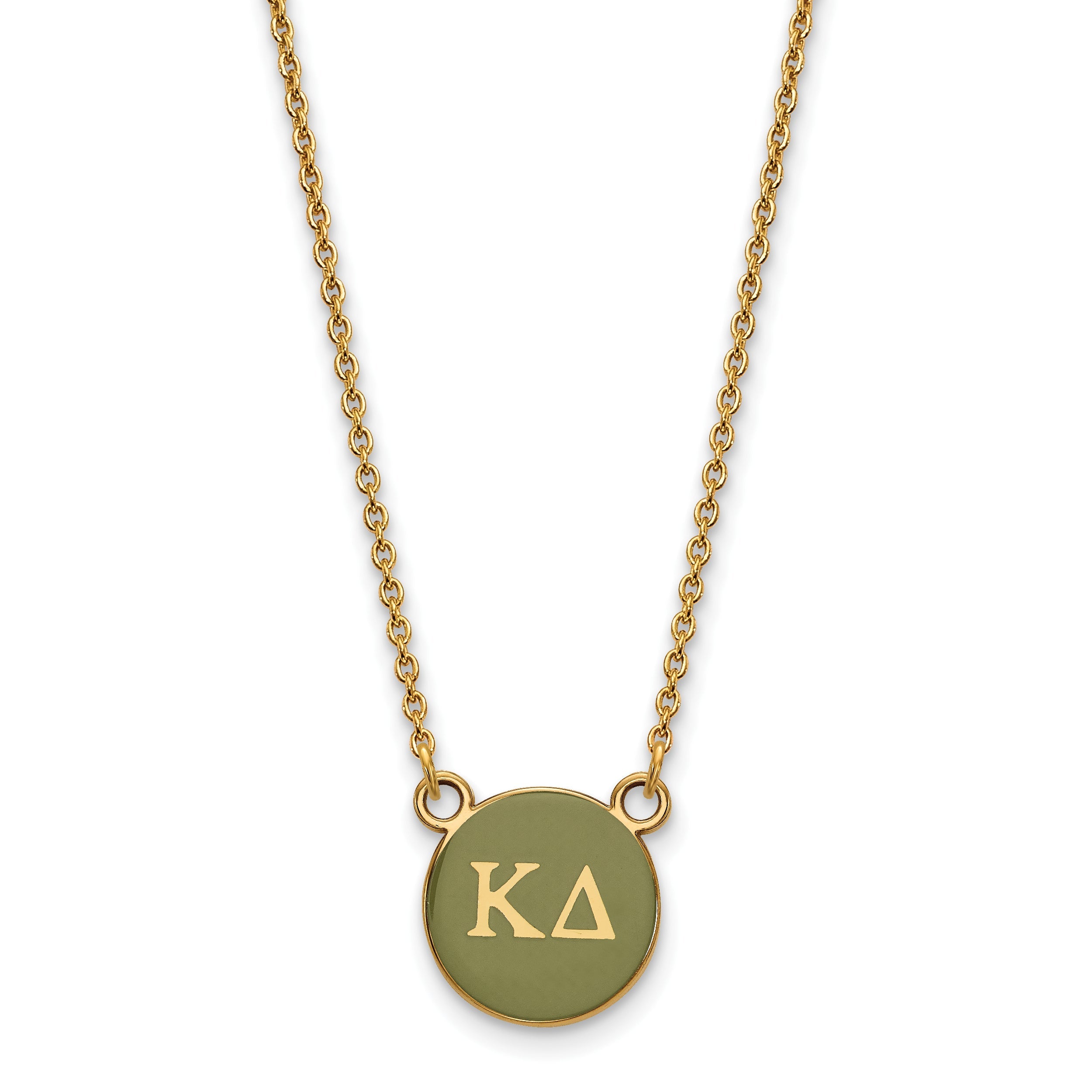 Gold Plated Sterling Silver Logoart Kappa Delta Sorority Greek Letters Small Color Enamel Pendant 18 Inch Necklace
