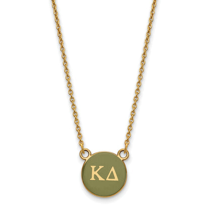 Gold Plated Sterling Silver Logoart Kappa Delta Sorority Greek Letters Small Color Enamel Pendant 18 Inch Necklace
