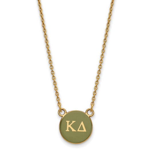 Gold Plated Sterling Silver Logoart Kappa Delta Sorority Greek Letters Small Color Enamel Pendant 18 Inch Necklace