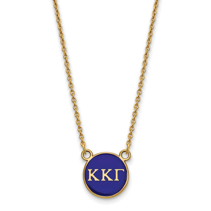 Gold Plated Sterling Silver Logoart Kappa Gamma Sorority Greek Letters Small Color Enamel Pendant 18 Inch Necklace