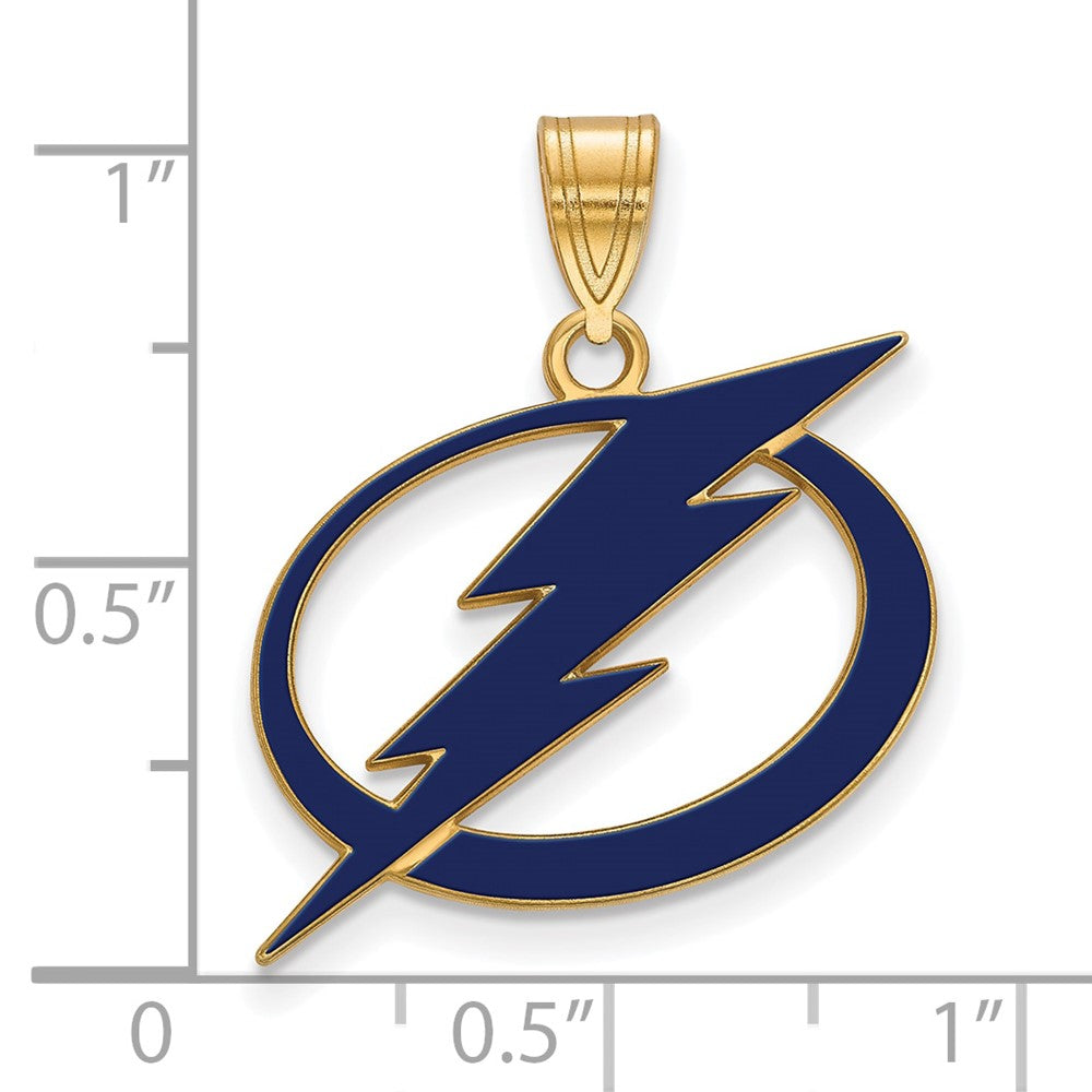 Gold Plated Sterling Silver Nhl Logoart Tampa Bay Lightning Large Enameled Pendant