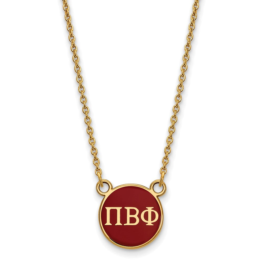 Gold Plated Sterling Silver Logoart Pi Beta Phi Sorority Greek Letters Small Color Enamel Pendant 18 Inch Necklace