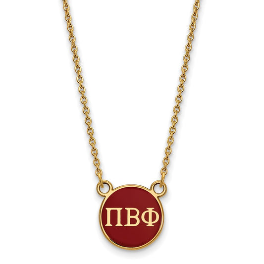 Gold Plated Sterling Silver Logoart Pi Beta Phi Sorority Greek Letters Small Color Enamel Pendant 18 Inch Necklace