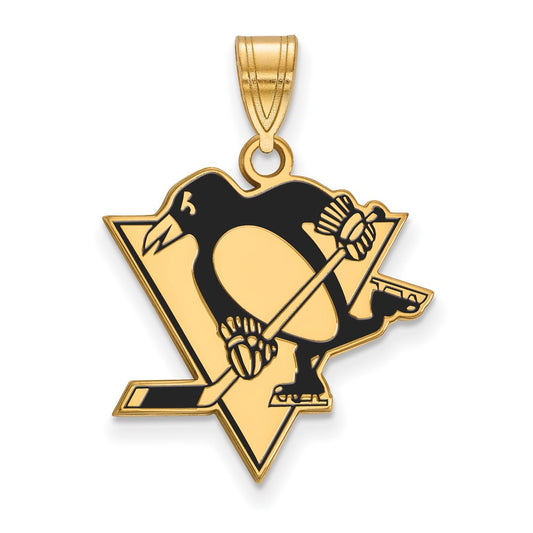 Gold Plated Sterling Silver Nhl Logoart Pittsburgh Penguins Large Enameled Pendant