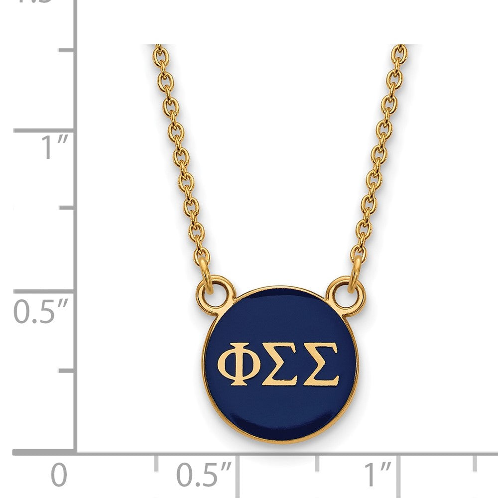 Gold Plated Sterling Silver Logoart Phi Sigma Sorority Greek Letters Small Color Enamel Pendant 18 Inch Necklace