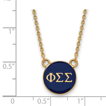 Gold Plated Sterling Silver Logoart Phi Sigma Sorority Greek Letters Small Color Enamel Pendant 18 Inch Necklace