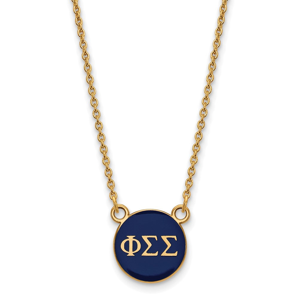 Gold Plated Sterling Silver Logoart Phi Sigma Sorority Greek Letters Small Color Enamel Pendant 18 Inch Necklace