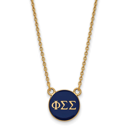 Gold Plated Sterling Silver Logoart Phi Sigma Sorority Greek Letters Small Color Enamel Pendant 18 Inch Necklace