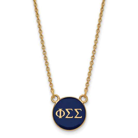 Gold Plated Sterling Silver Logoart Phi Sigma Sorority Greek Letters Small Color Enamel Pendant 18 Inch Necklace