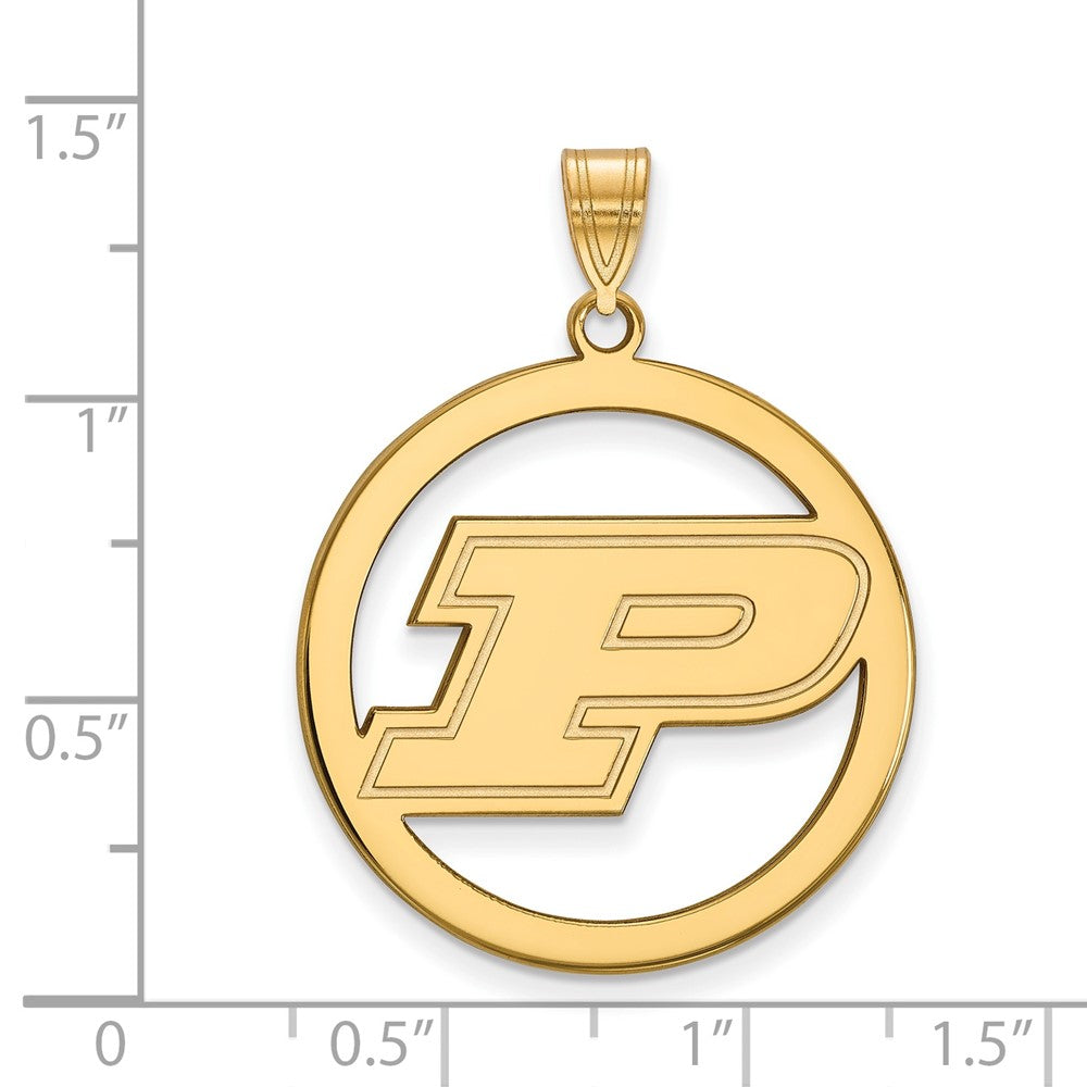 Gold Plated Sterling Silver Logoart Purdue University Letter P Extra Large Circle Pendant