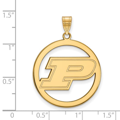 Gold Plated Sterling Silver Logoart Purdue University Letter P Extra Large Circle Pendant