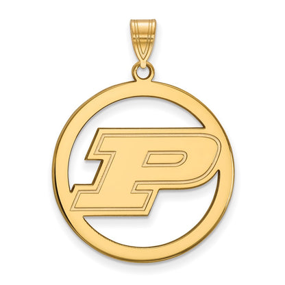 Gold Plated Sterling Silver Logoart Purdue University Letter P Extra Large Circle Pendant