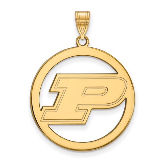 Gold Plated Sterling Silver Logoart Purdue University Letter P Extra Large Circle Pendant