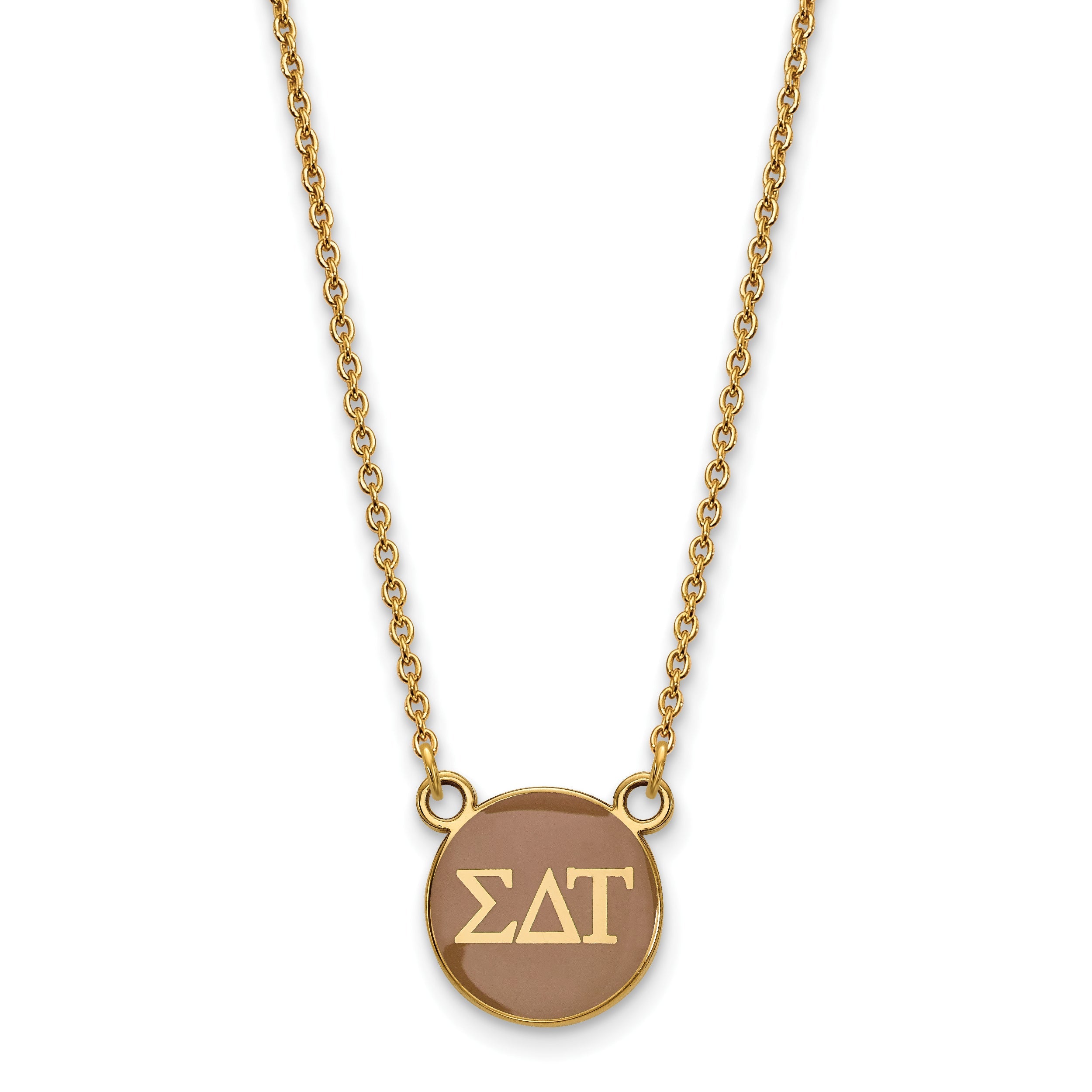 Gold Plated Sterling Silver Logoart Sigma Delta Tau Sorority Greek Letters Small Color Enamel Pendant 18 Inch Necklace