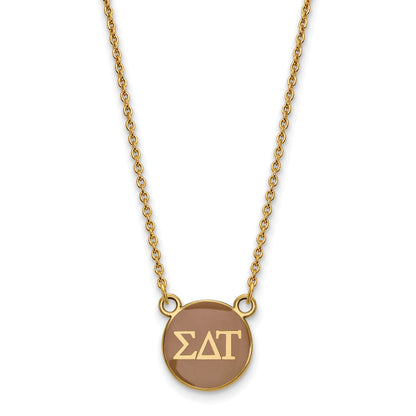 Gold Plated Sterling Silver Logoart Sigma Delta Tau Sorority Greek Letters Small Color Enamel Pendant 18 Inch Necklace