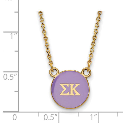 Gold Plated Sterling Silver Logoart Sigma Kappa Sorority Greek Letters Small Color Enamel Pendant 18 Inch Necklace