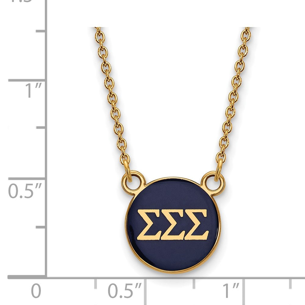 Gold Plated Sterling Silver Logoart Sigma Sorority Greek Letters Small Color Enamel Pendant 18 Inch Necklace