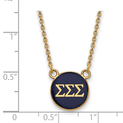 Gold Plated Sterling Silver Logoart Sigma Sorority Greek Letters Small Color Enamel Pendant 18 Inch Necklace