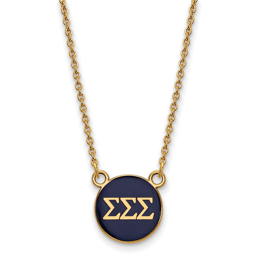 Gold Plated Sterling Silver Logoart Sigma Sorority Greek Letters Small Color Enamel Pendant 18 Inch Necklace