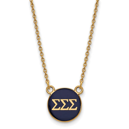 Gold Plated Sterling Silver Logoart Sigma Sorority Greek Letters Small Color Enamel Pendant 18 Inch Necklace