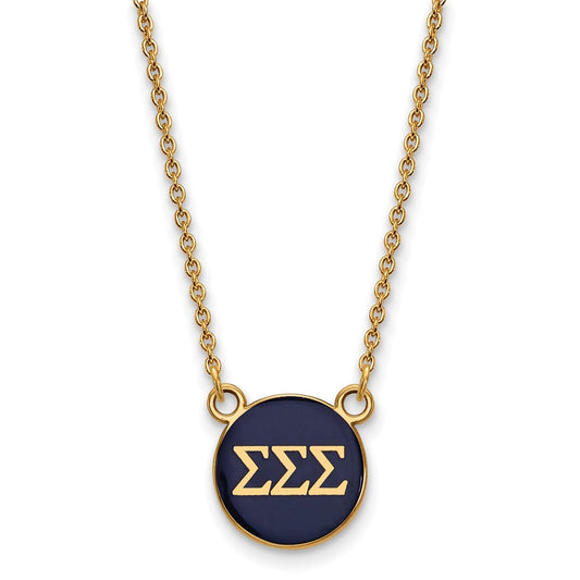 Gold Plated Sterling Silver Logoart Sigma Sorority Greek Letters Small Color Enamel Pendant 18 Inch Necklace