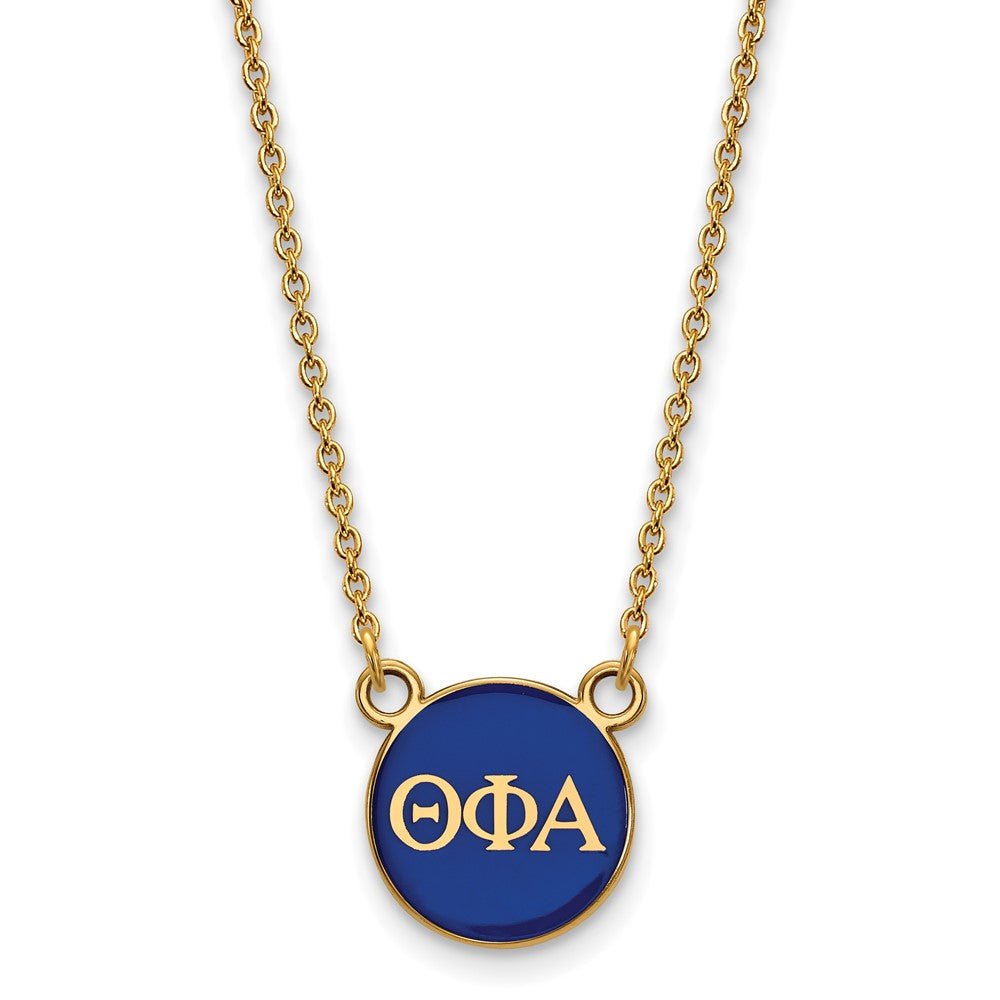 Gold Plated Sterling Silver Logoart Theta Phi Alpha Sorority Greek Letters Small Color Enamel Pendant 18 Inch Necklace