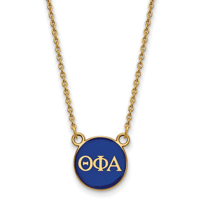 Gold Plated Sterling Silver Logoart Theta Phi Alpha Sorority Greek Letters Small Color Enamel Pendant 18 Inch Necklace