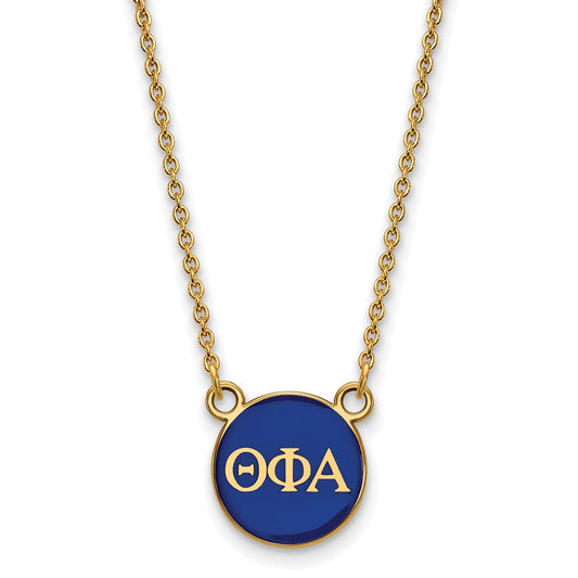 Gold Plated Sterling Silver Logoart Theta Phi Alpha Sorority Greek Letters Small Color Enamel Pendant 18 Inch Necklace